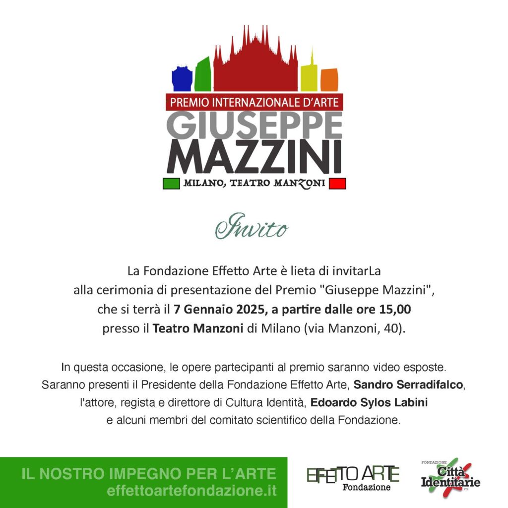 invito per la cerimonia del premio mazzini