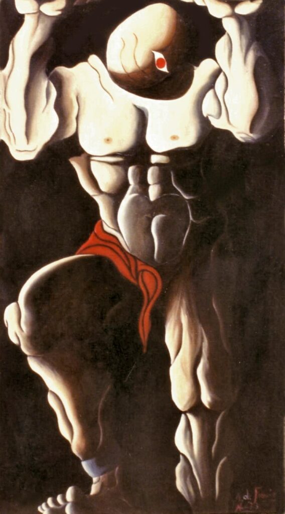 Autoritratto- Emergere. (olio su tela cm 55x100)