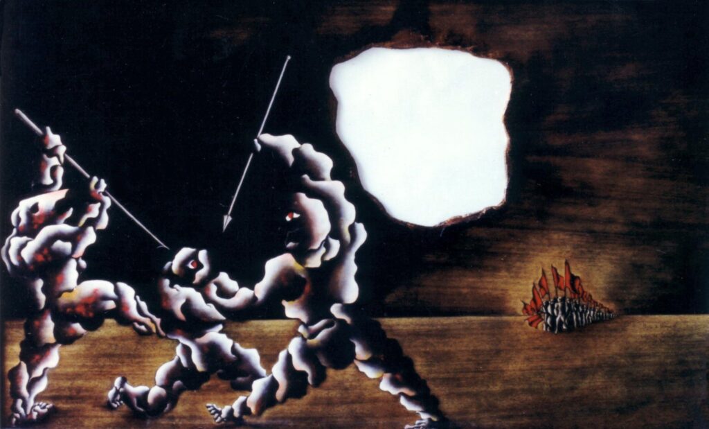 Porci e Padroni. (olio su tavola cm 60x100)