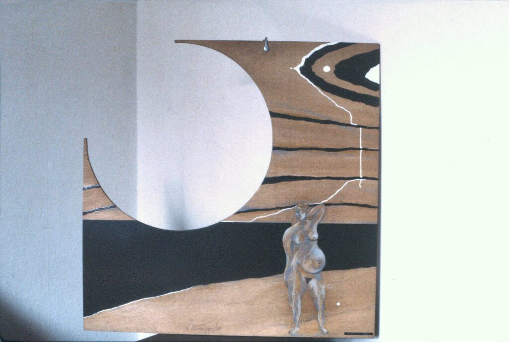 Ritratto di Donna (tecnica mista su legno cm 70x70 )