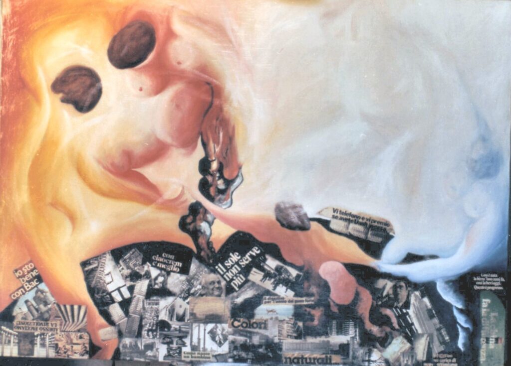 La danza. (olio e collage su tela cm 130x100)