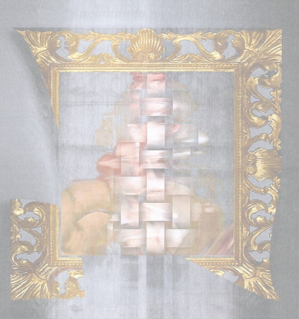 Autoritratto con cornice” 2022 (cm. 40 x 40) - (Stampa diretta su alluminio spazzolato)