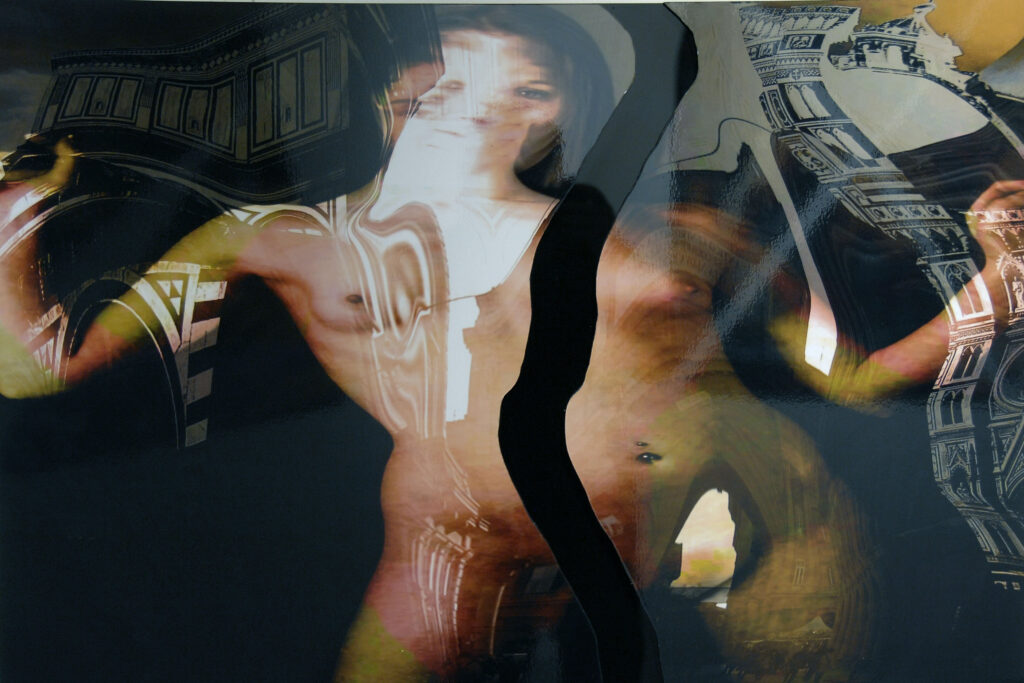 “Odalisca fiorentina” 2009 (cm 85 x 65) Stampa Inkjet Epson lucida montata su pannello forex (cm 1) sagomato e incollato su lastra di plexiglass nero Tiratura : Edizione unica di 3.