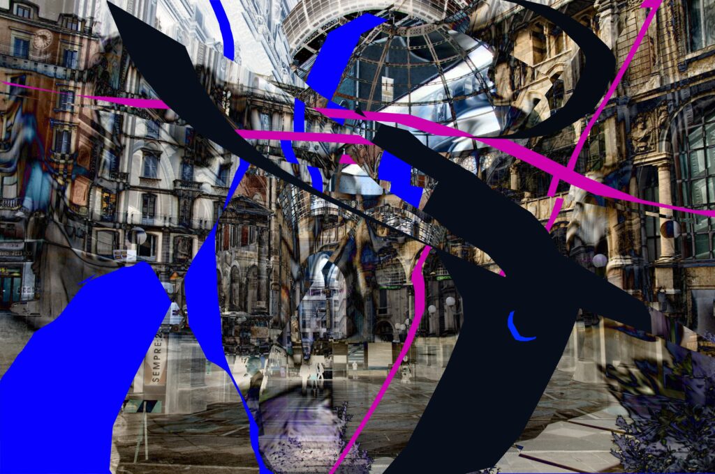 “Ritagli di blu nella piazza dei Mercanti” 2008 cm. 150 x 99,33 Stampa lightjet su carta Kodak Endura montata sotto plexiglass Tiratura : Edizione unica di 3